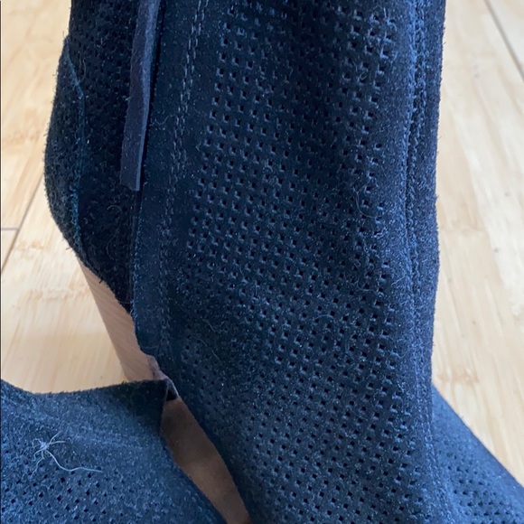 Black suede peep toe booties - Picture 2 of 2